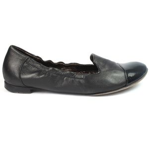 AGL Womens Ballet Flats Black Leather Cap Toe 38